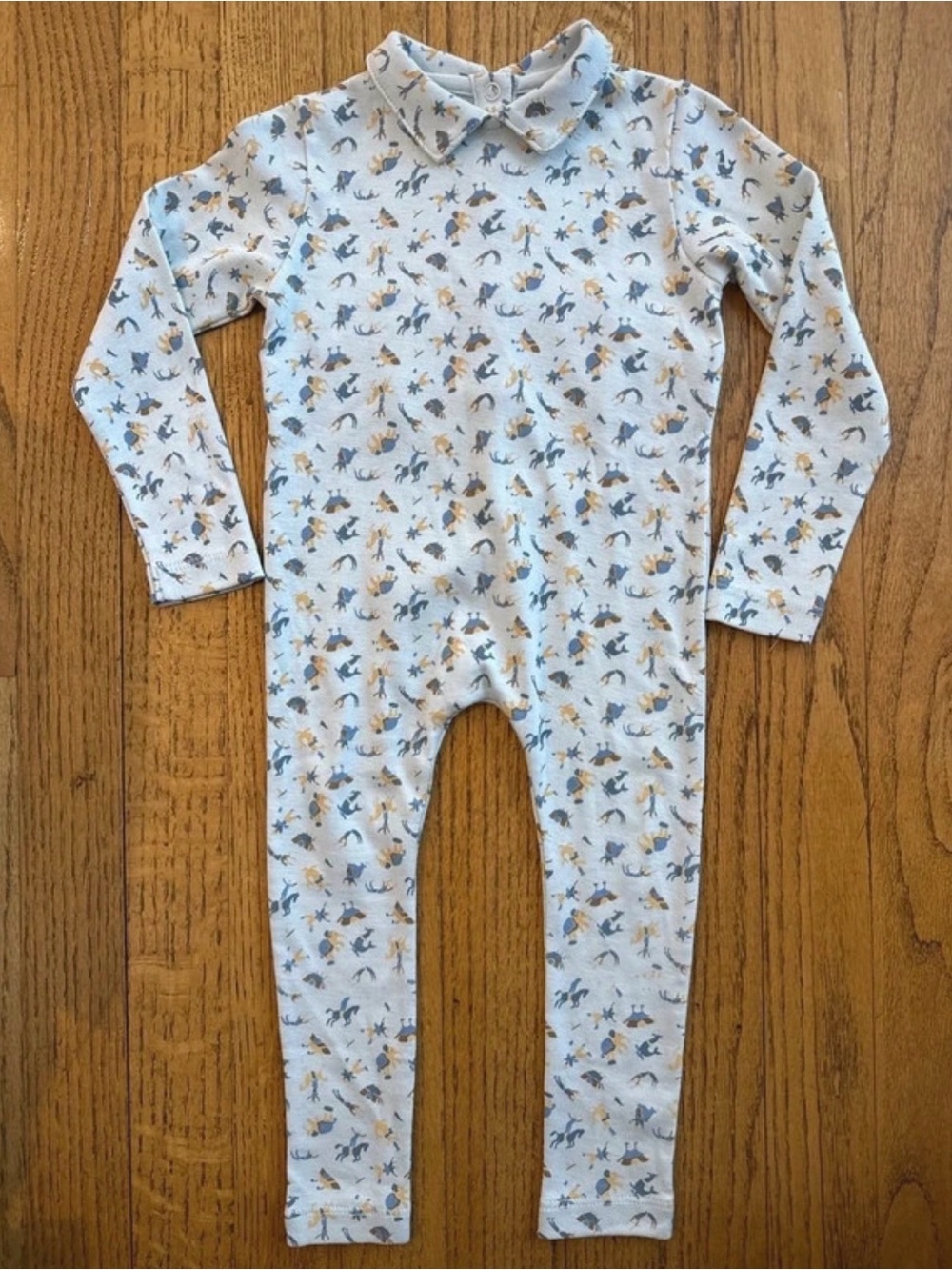 Misha And Puff Light Blue Long-Sleeve Romper with Circus Print 6-12 months NWOT